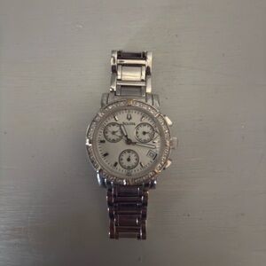 Bulova Silver Watch with White Dial women’s
